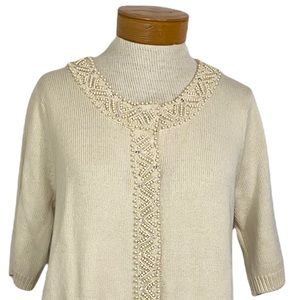 Isaac Mizrahi Sweater Shorts Sleeve with Sequins Med